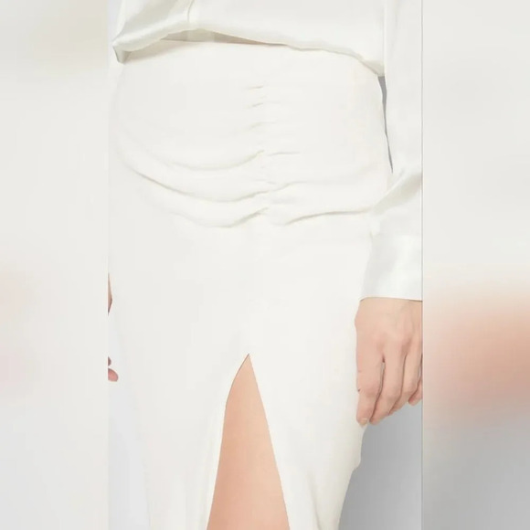IRO Paris Hagat Shirred White Maxi Skirt with Slit Size 38 6 - Picture 6 of 15